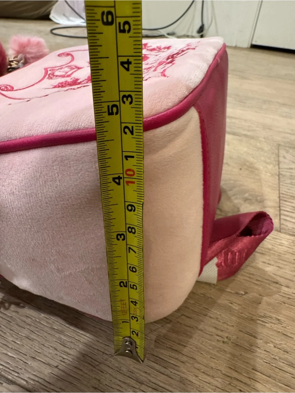 Juicy Couture Pink Velour Backpack Dog Crest Pom Pom Y2K Bag
